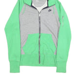 NIKE Mens Green & Grey Zip Up Hoodie M Cotton Blend Casual Sportswear