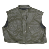 Womens Green Button Closure Sleeveless Polyester Jacket L Plain Stylish