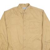 FALLS CREEK Mens Beige Cotton Shirt L Button Down Long Sleeve Classic Fit