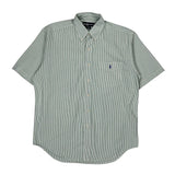 Blaire Ralph Lauren Striped Short Sleeve Shirt - Medium Green Cotton