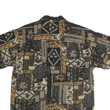 GEOFFREY BEENE Mens Black & Brown Rayon Pattern Shirt M Casual Button-Up