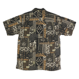 GEOFFREY BEENE Mens Black & Brown Rayon Pattern Shirt M Casual Button-Up