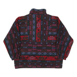 Mens Red Green & Grey Patterned Zip Jacket XL Polyester Blend Woven Casual Warm