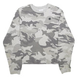 CHAMPION Mens Grey Camouflage Crew Neck M Cotton Blend Pullover Sweatshirt