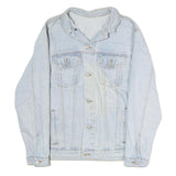 Mens Light Blue Cotton Button Denim Jacket M Casual Classic Fit Plain