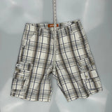 Lee Checked Cargo Shorts - 33W 10L Blue Cotton