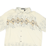 BARACUTA Mens Cream Silk Hawaiian Shirt L Summer Floral Short Sleeve