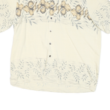 BARACUTA Mens Cream Silk Hawaiian Shirt L Summer Floral Short Sleeve