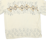 BARACUTA Mens Cream Silk Hawaiian Shirt L Summer Floral Short Sleeve