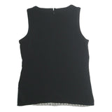 BANANA REPUBLIC Womens Black & Grey Sleeveless Round Neck Printed Top M Smart