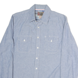 VINTAGE RED Mens Blue Cotton Shirt M Classic Long Sleeve Button Down Casual
