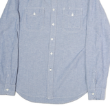 VINTAGE RED Mens Blue Cotton Shirt M Classic Long Sleeve Button Down Casual