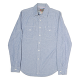 VINTAGE RED Mens Blue Cotton Shirt M Classic Long Sleeve Button Down Casual