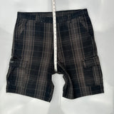 Wrangler Checked Cargo Shorts - 38W 11L Black Cotton