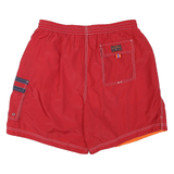 TOMMY HILFIGER Mens Red Cargo Shorts XL W32 Logo Pocket Drawstring Fit