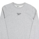 REEBOK Mens Grey Sweatshirt S Crew Neck Cotton Blend Pullover Casual