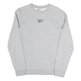 REEBOK Mens Grey Sweatshirt S Crew Neck Cotton Blend Pullover Casual