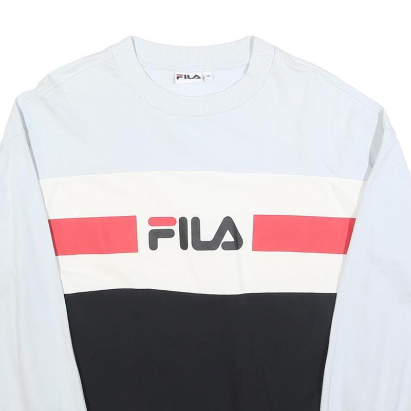 FILA Womens White Black & Red Crew Neck M Logo Colourblock Sweatshirt