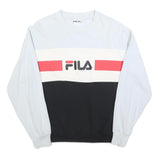 FILA Womens White Black & Red Crew Neck M Logo Colourblock Sweatshirt