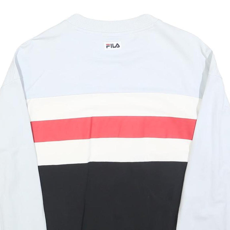 FILA Womens White Black & Red Crew Neck M Logo Colourblock Sweatshirt