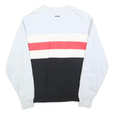 FILA Womens White Black & Red Crew Neck M Logo Colourblock Sweatshirt