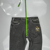 Anchor Embroidery Coogi Wide Leg Graphic Jeans - 36W 30L Gray Cotton