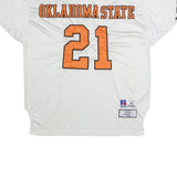 RUSSELL ATHLETIC Mens White & Orange Oklahoma State Graphic T-Shirt 2XL Short