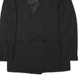 FREY Mens Black Wool Blend Double Breasted M Jacket Pinstripe Formal Button
