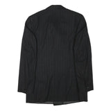 FREY Mens Black Wool Blend Double Breasted M Jacket Pinstripe Formal Button