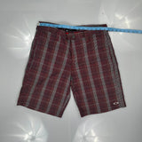 Oakley Checked Shorts - 32W 10L Grey Cotton Blend