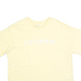 CHAMPION Womens Yellow Cotton Blend T-Shirt XL Short Sleeve Crew Neck Logo