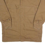 BULWARK Mens Brown Cotton Blend Jacket L Workwear Zip Plain Durable Heavy-Duty
