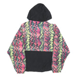 OCEAN EQUIPMENT Womens Black & Neon Zip Hooded Nylon Jacket XL Vibrant Pattern