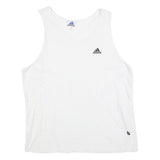 ADIDAS Mens White Vest L Sleeveless Crew Neck Cotton Blend Sports Casual Gym