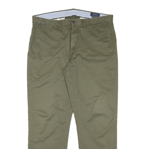 POLO RALPH LAUREN Mens Regular Fit Olive Cotton Blend Straight Leg Trousers W35