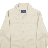 COLONIAL Mens Cream Cotton Button Jacket M Plain Casual Lightweight
