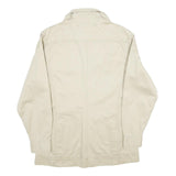 COLONIAL Mens Cream Cotton Button Jacket M Plain Casual Lightweight