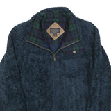 PENDLETON Womens Blue Polyester Blend Zip Jacket M Fleece Checked Trim Warm