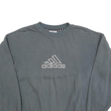 ADIDAS Mens Grey Cotton Blend Crew Neck Sweatshirt M Logo Pullover Casual