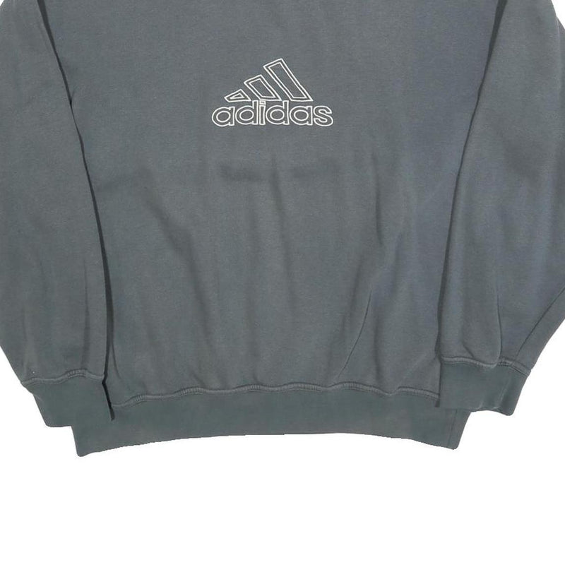 ADIDAS Mens Grey Cotton Blend Crew Neck Sweatshirt M Logo Pullover Casual