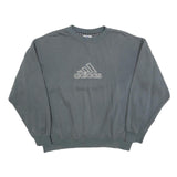 ADIDAS Mens Grey Cotton Blend Crew Neck Sweatshirt M Logo Pullover Casual