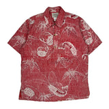His Royal Highness Floral Hawaiian Shirt - Medium Red Cotton