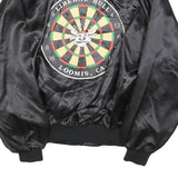 AUBURN SPORTSWEAR Mens Black Satin Button Jacket XL Polyester Dartboard Graphic