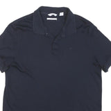 CALVIN KLEIN Mens Blue Short Sleeve Plain M Polo Shirt Casual Cotton Blend