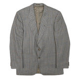 Mens Grey Brown Houndstooth Wool Blend Classic Jacket M Button Closure Tailored