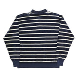 CAROLL Womens Navy & White Striped Patterned Polo Jumper Crew Neck Basic Knit S