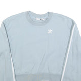 ADIDAS Womens Blue Cropped Crew Neck UK 4 Sweatshirt Three Stripe Design