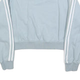 ADIDAS Womens Blue Cropped Crew Neck UK 4 Sweatshirt Three Stripe Design