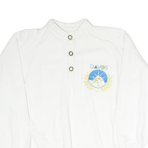 ODLO Mens White DAVOS Crew Neck S Cotton Blend Pullover Sweatshirt