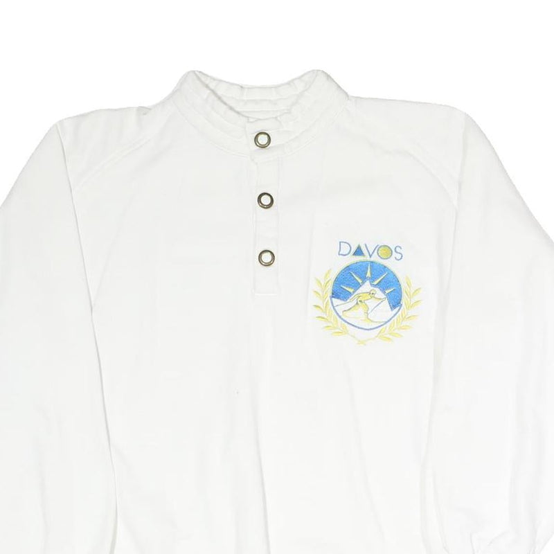 ODLO Mens White DAVOS Crew Neck S Cotton Blend Pullover Sweatshirt